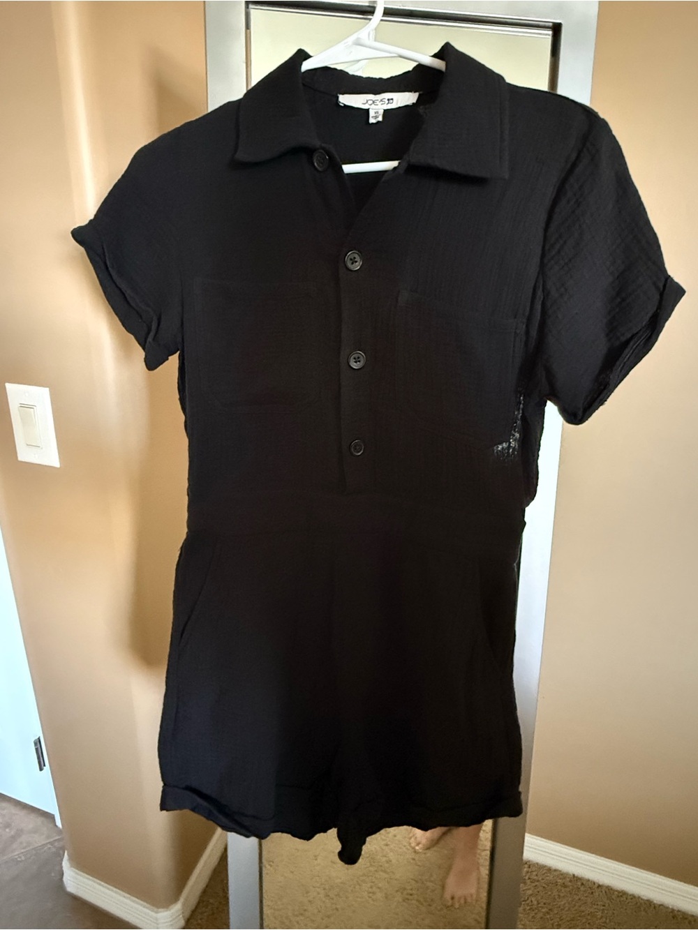 Joe’s Jeans Black Gauze Soft Lightweight Short-Sleeve Romper